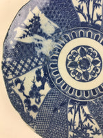 Antique Japanese Porcelain Plate Blue Sometsuke Tree Bamboo Plum Blossom PY186