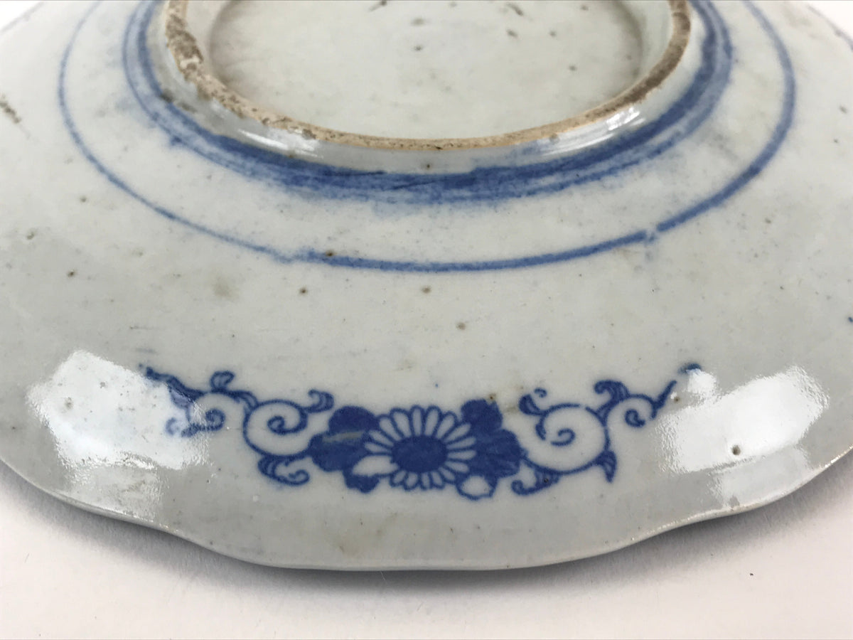 Antique Japanese Porcelain Plate Blue Sometsuke Tree Bamboo Plum Blossom PY186