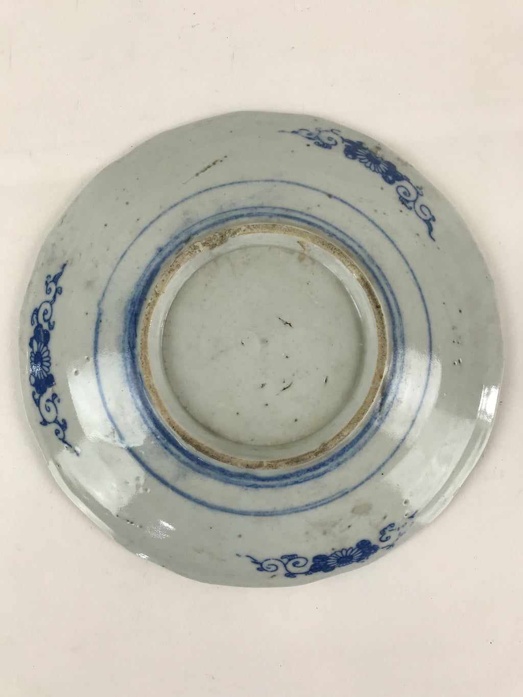 Antique Japanese Porcelain Plate Blue Sometsuke Tree Bamboo Plum Blossom PY186