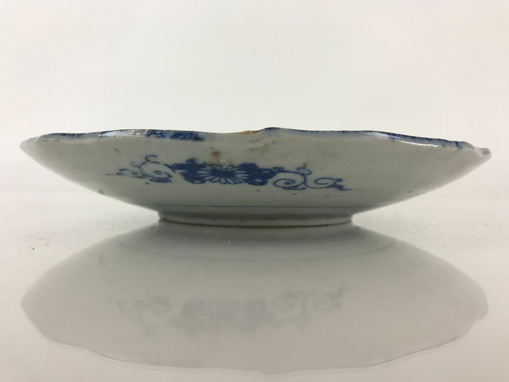 Antique Japanese Porcelain Plate Blue Sometsuke Tree Bamboo Plum Blossom PY186