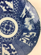 Antique Japanese Porcelain Plate Blue Sometsuke Tree Bamboo Plum Blossom PY187