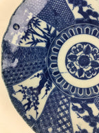 Antique Japanese Porcelain Plate Blue Sometsuke Tree Bamboo Plum Blossom PY187