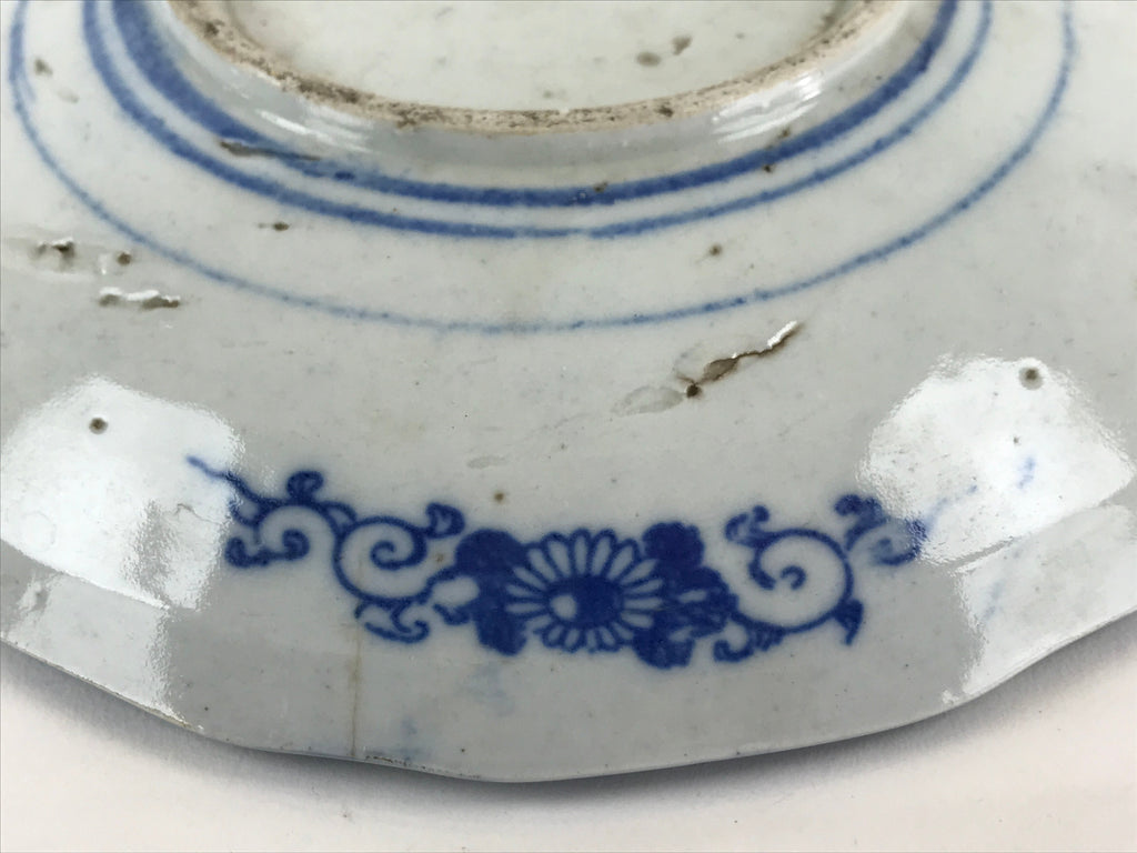 Antique Japanese Porcelain Plate Blue Sometsuke Tree Bamboo Plum Blossom PY187