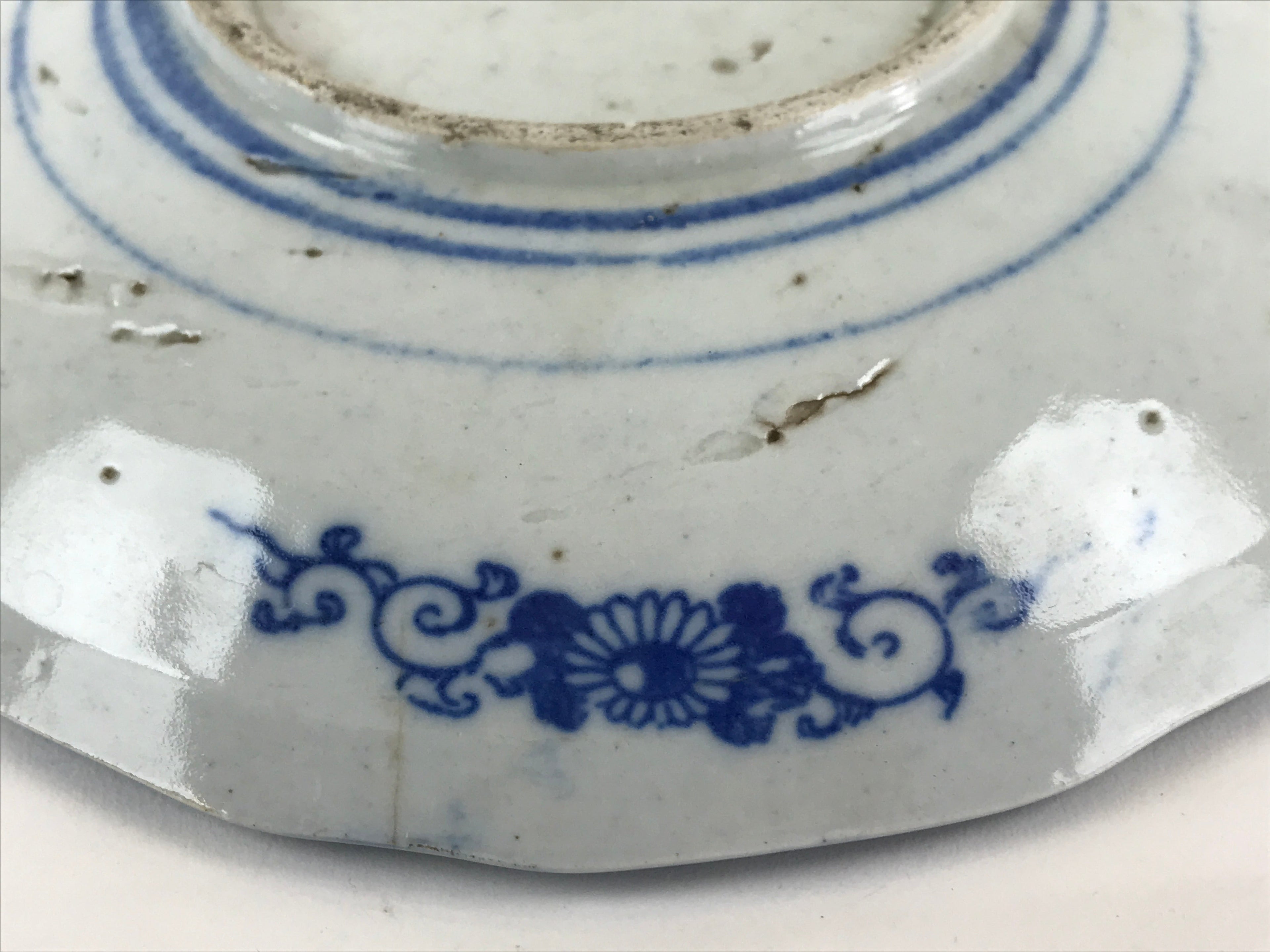 Antique Japanese Porcelain Plate Blue Sometsuke Tree Bamboo Plum Blossom PY187