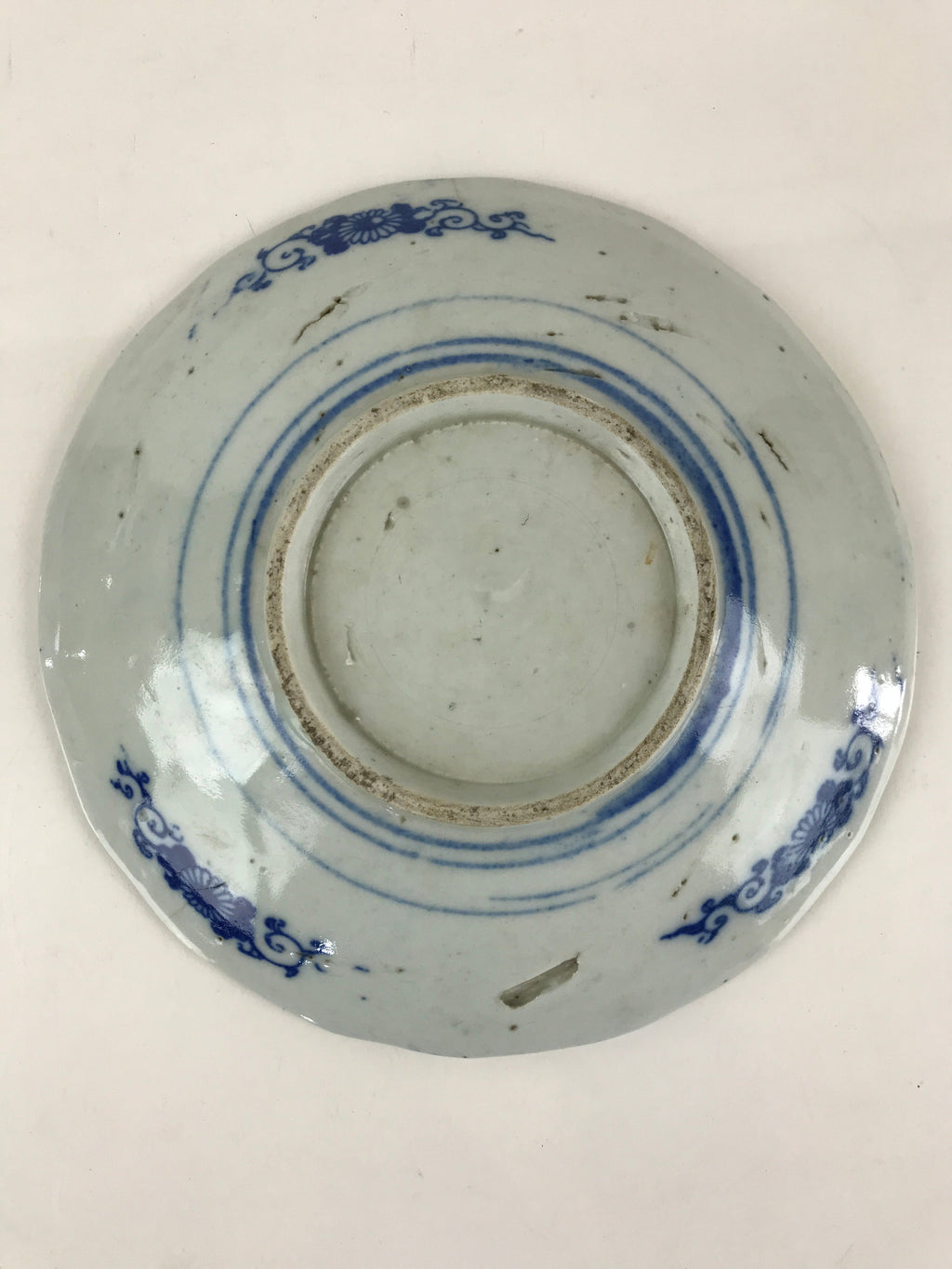 Antique Japanese Porcelain Plate Blue Sometsuke Tree Bamboo Plum Blossom PY187