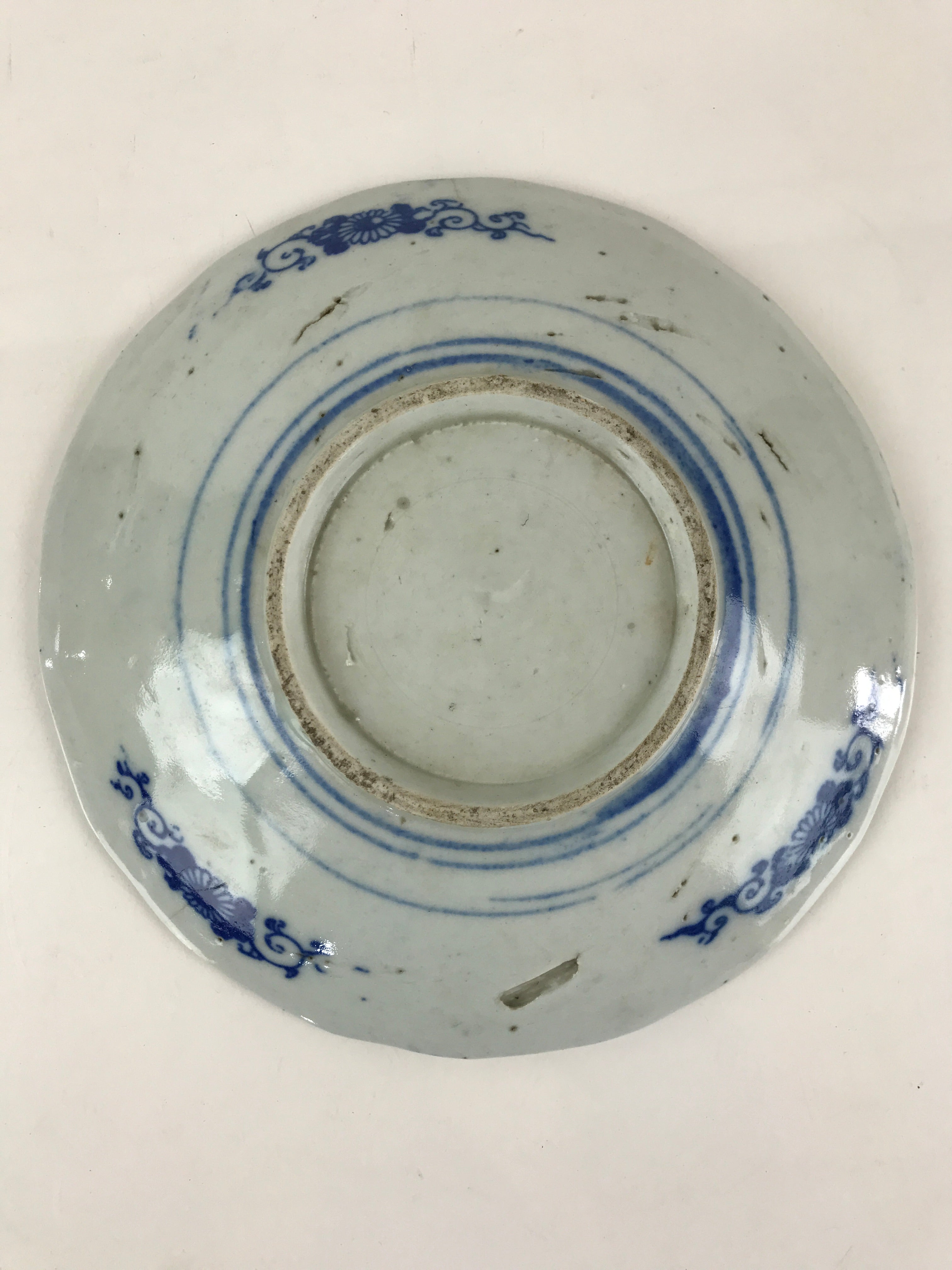 Antique Japanese Porcelain Plate Blue Sometsuke Tree Bamboo Plum Blossom PY187