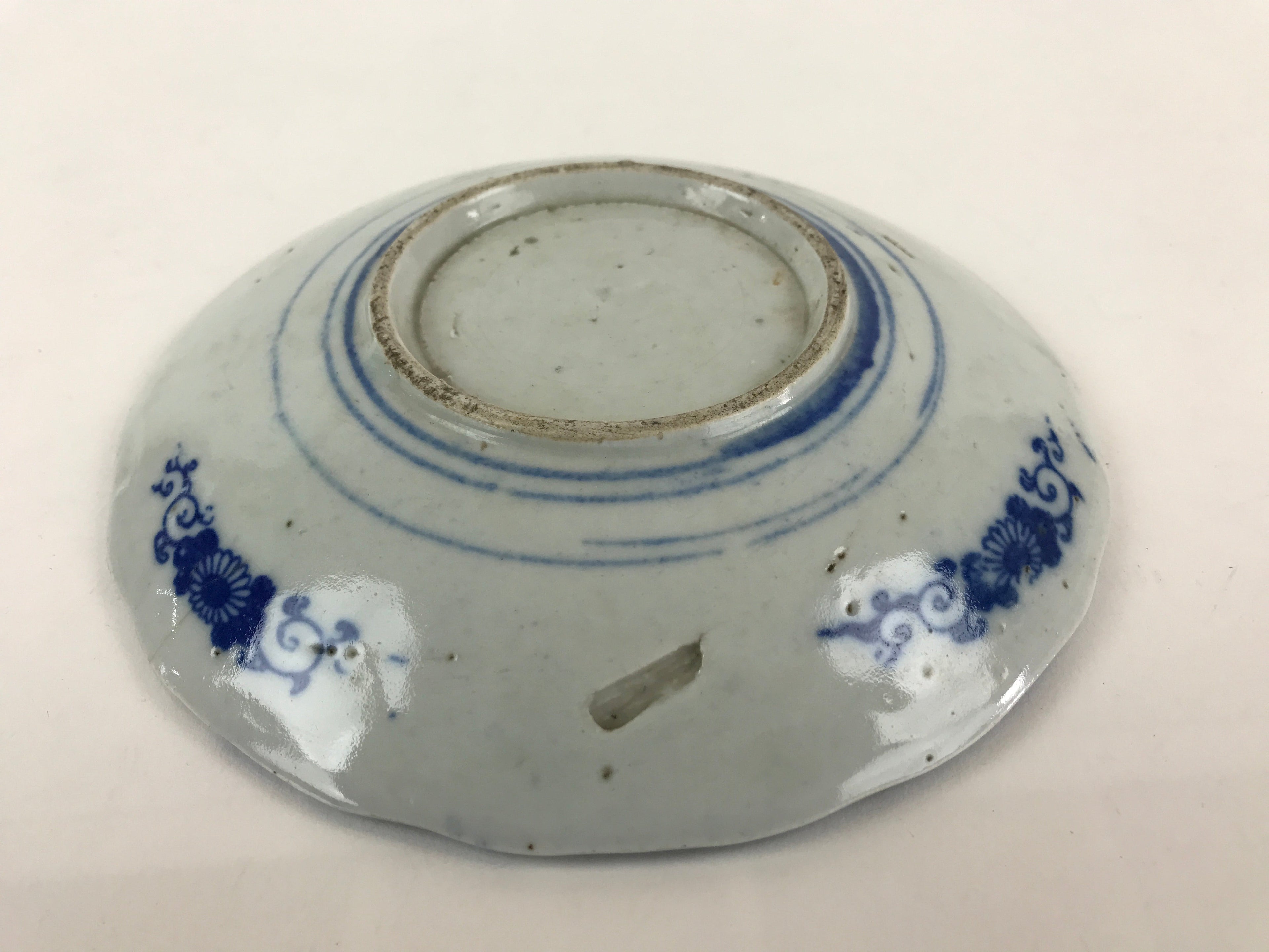 Antique Japanese Porcelain Plate Blue Sometsuke Tree Bamboo Plum Blossom PY187