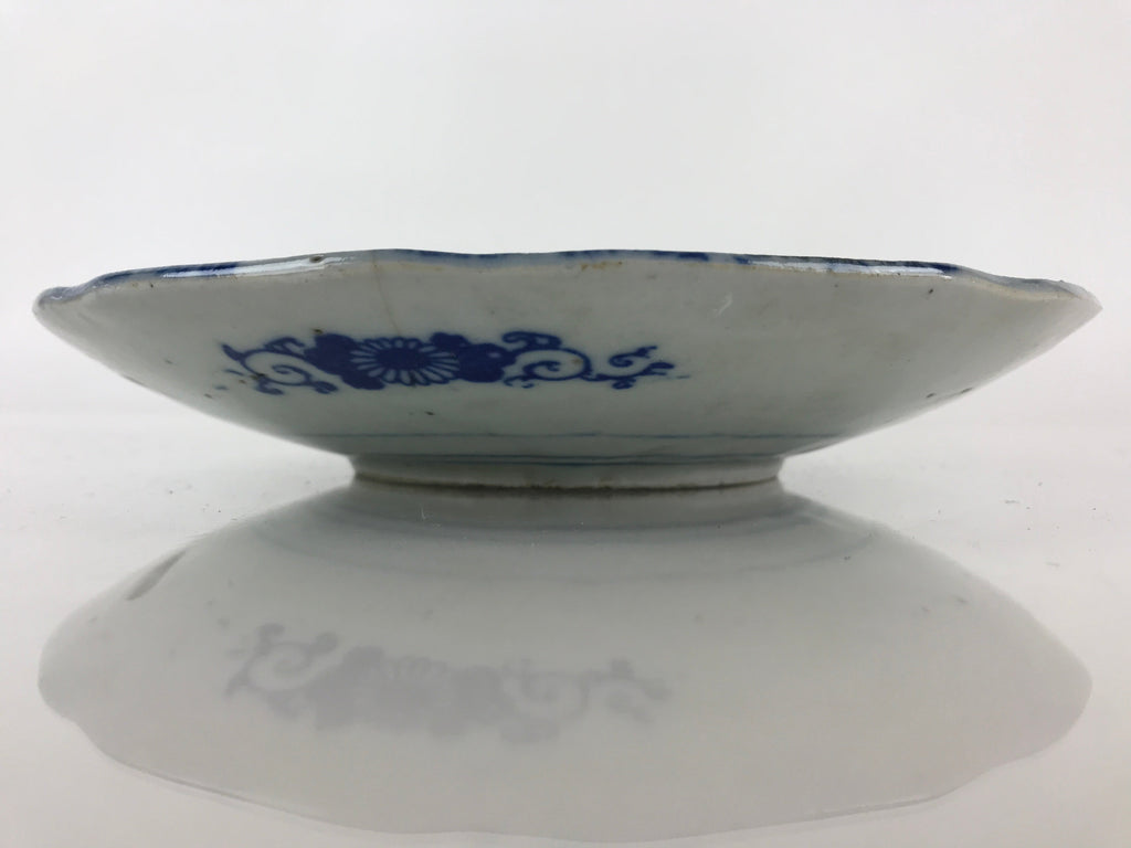 Antique Japanese Porcelain Plate Blue Sometsuke Tree Bamboo Plum Blossom PY187