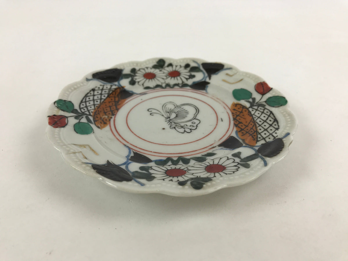 Antique Japanese Porcelain Plate White Floral Butterfly Kozara Yakimono PY464