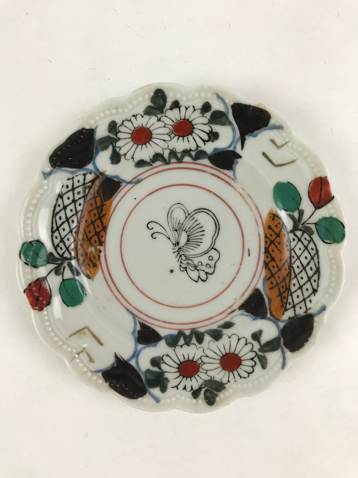 Antique Japanese Porcelain Plate White Floral Butterfly Kozara Yakimono PY464