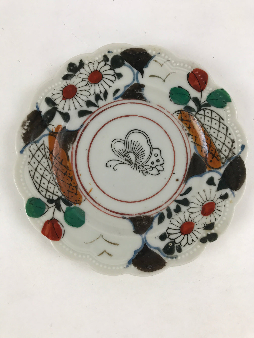 Antique Japanese Porcelain Plate White Floral Butterfly Kozara Yakimono PY466