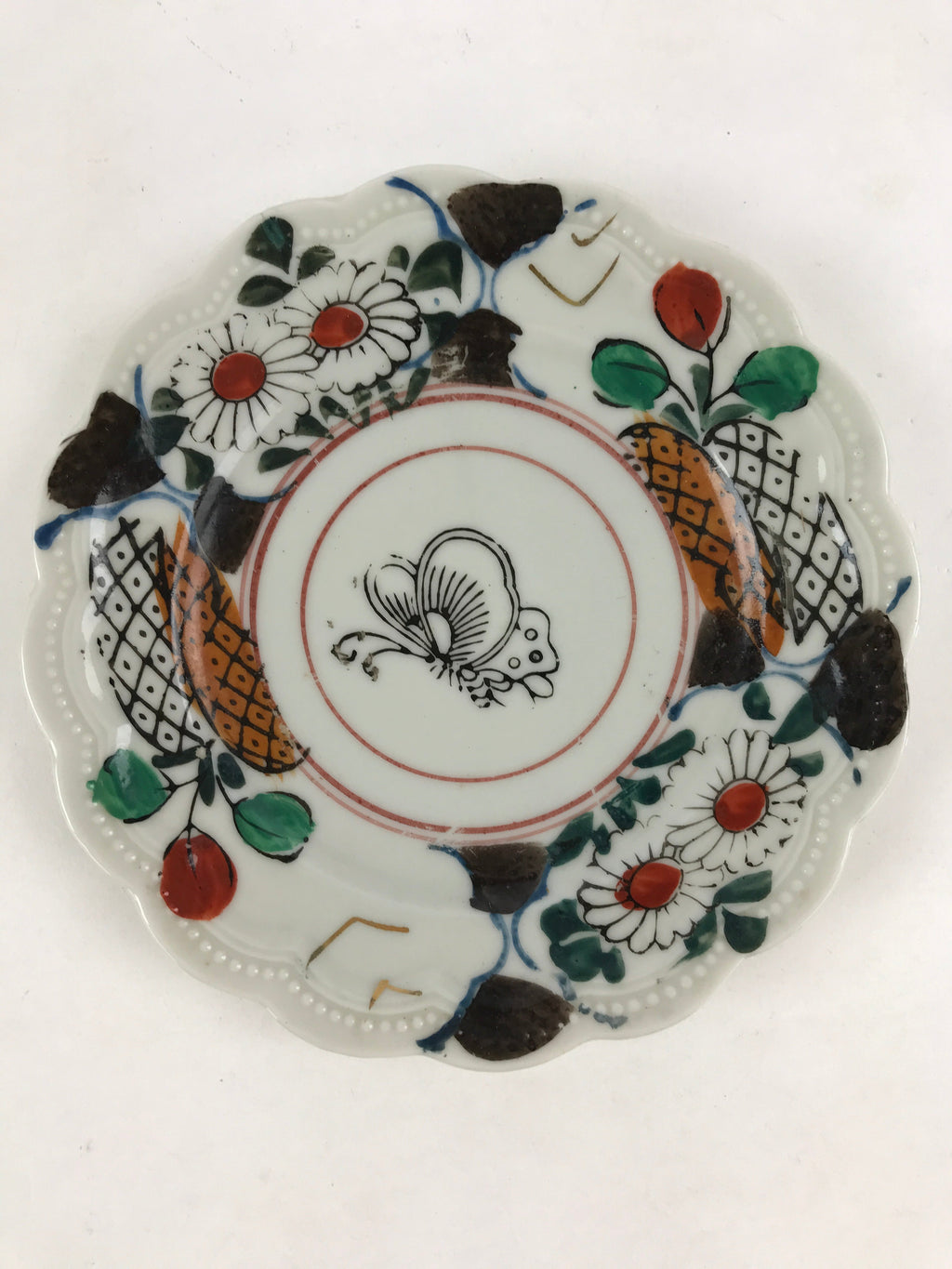 Antique Japanese Porcelain Plate White Floral Butterfly Kozara Yakimono PY468