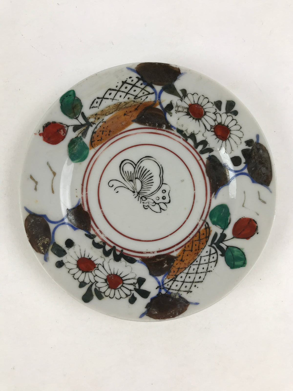 Antique Japanese Porcelain Plate White Floral Butterfly Kozara Yakimono PY472