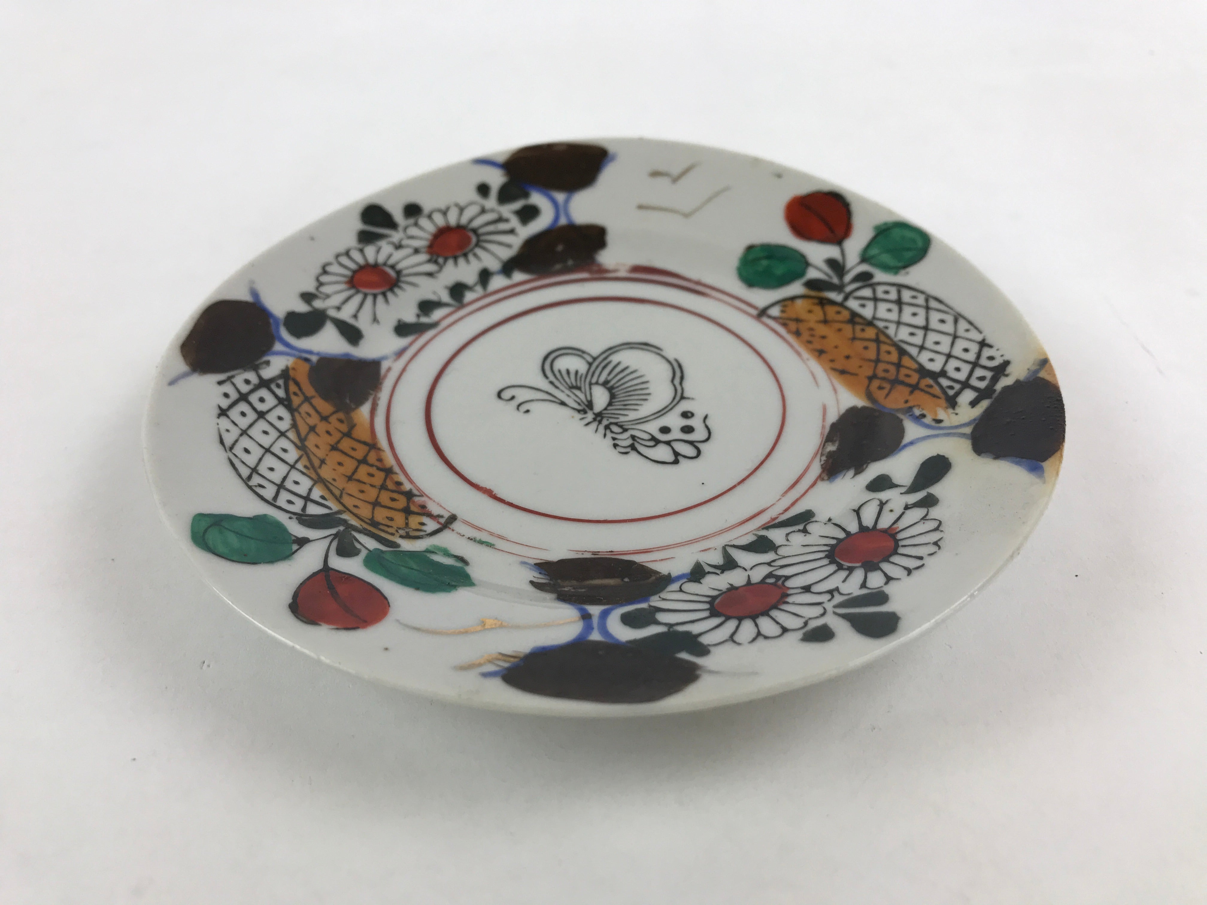 Antique Japanese Porcelain Plate White Floral Butterfly Kozara Yakimono PY474