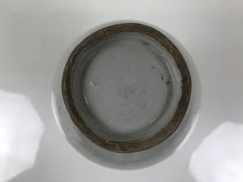 Antique Japanese Porcelain Sake Bottle Tokkuri Gray Blue Floral Long Neck TS900