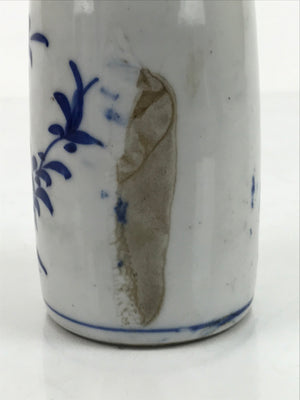 Antique Japanese Porcelain Sake Bottle Tokkuri Imari Blue Sometsuke Peony TS680
