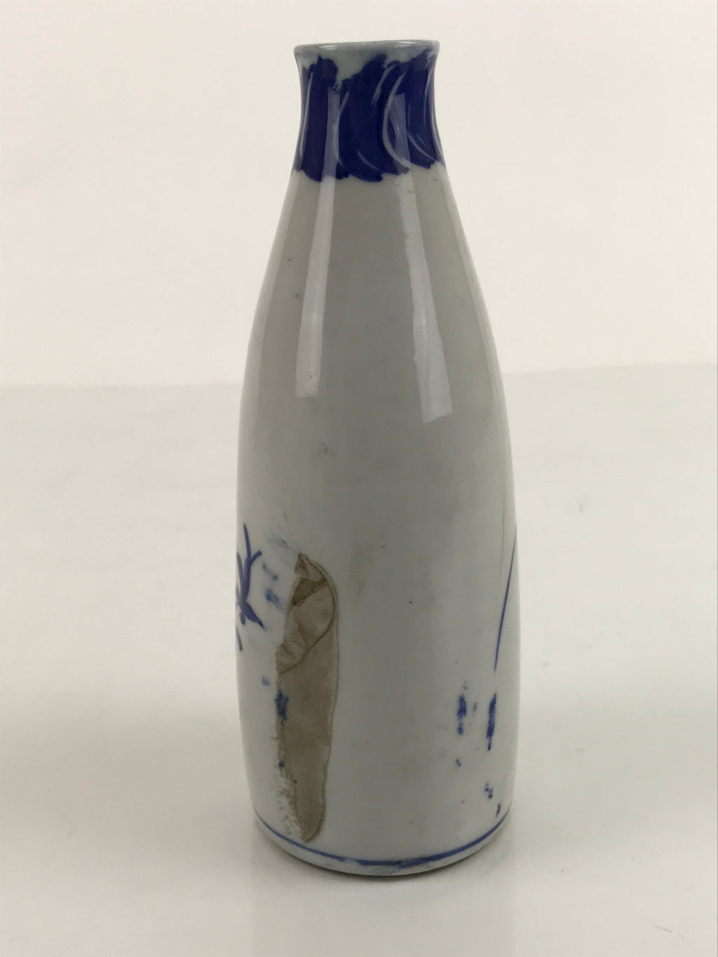Antique Japanese Porcelain Sake Bottle Tokkuri Imari Blue Sometsuke Peony TS680