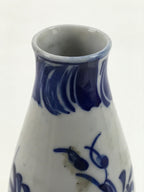 Antique Japanese Porcelain Sake Bottle Tokkuri Imari Blue Sometsuke Peony TS680