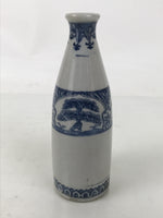 Antique Japanese Porcelain Sake Bottle Tokkuri White Blue Shochikubai Pine TS818