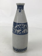 Antique Japanese Porcelain Sake Bottle Tokkuri White Blue Shochikubai Pine TS818