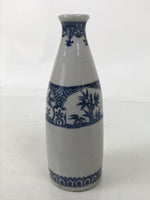 Antique Japanese Porcelain Sake Bottle Tokkuri White Blue Shochikubai Pine TS818