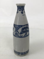 Antique Japanese Porcelain Sake Bottle Tokkuri White Blue Shochikubai Pine TS818