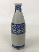 Antique Japanese Porcelain Sake Bottle Tokkuri White Blue Shochikubai Pine TS819