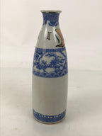 Antique Japanese Porcelain Sake Bottle Tokkuri White Blue Shochikubai Pine TS822