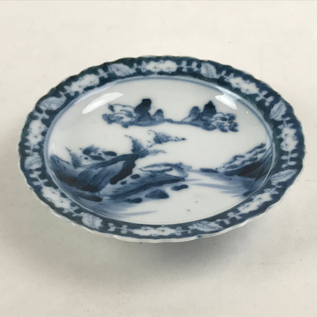 Antique Japanese Porcelain Side Plate Blue Sometsuke Mountain Road Kozara PY312