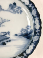 Antique Japanese Porcelain Side Plate Blue Sometsuke Mountain Road Kozara PY313