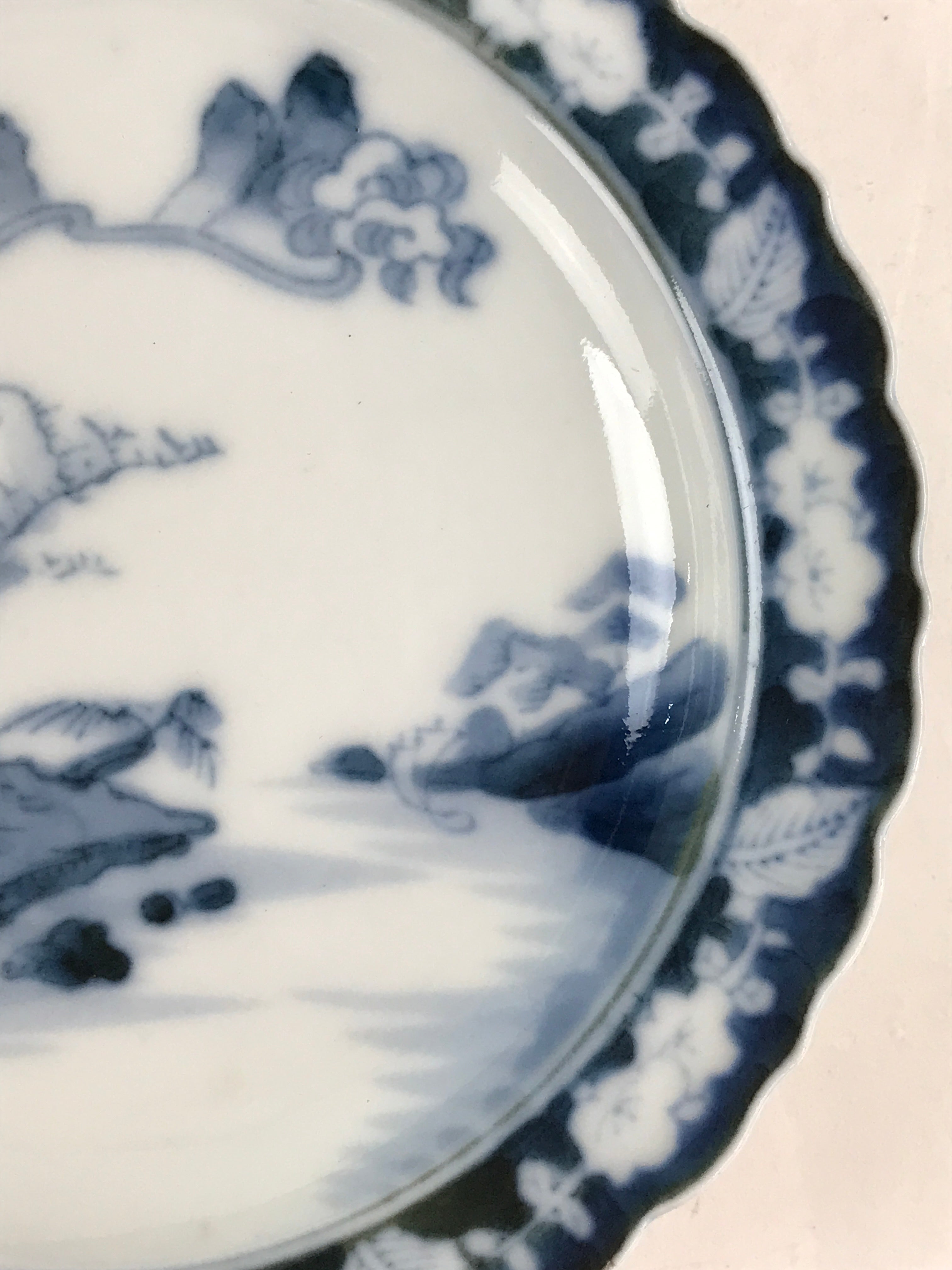 Antique Japanese Porcelain Side Plate Blue Sometsuke Mountain Road Kozara PY313