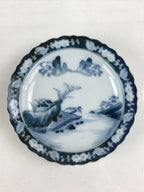 Antique Japanese Porcelain Side Plate Blue Sometsuke Mountain Road Kozara PY313