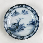 Antique Japanese Porcelain Side Plate Blue Sometsuke Mountain Road Kozara PY313