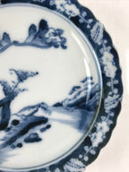 Antique Japanese Porcelain Side Plate Blue Sometsuke Mountain Road Kozara PY316
