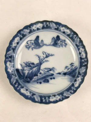 Antique Japanese Porcelain Side Plate Blue Sometsuke Mountain Road Kozara PY317