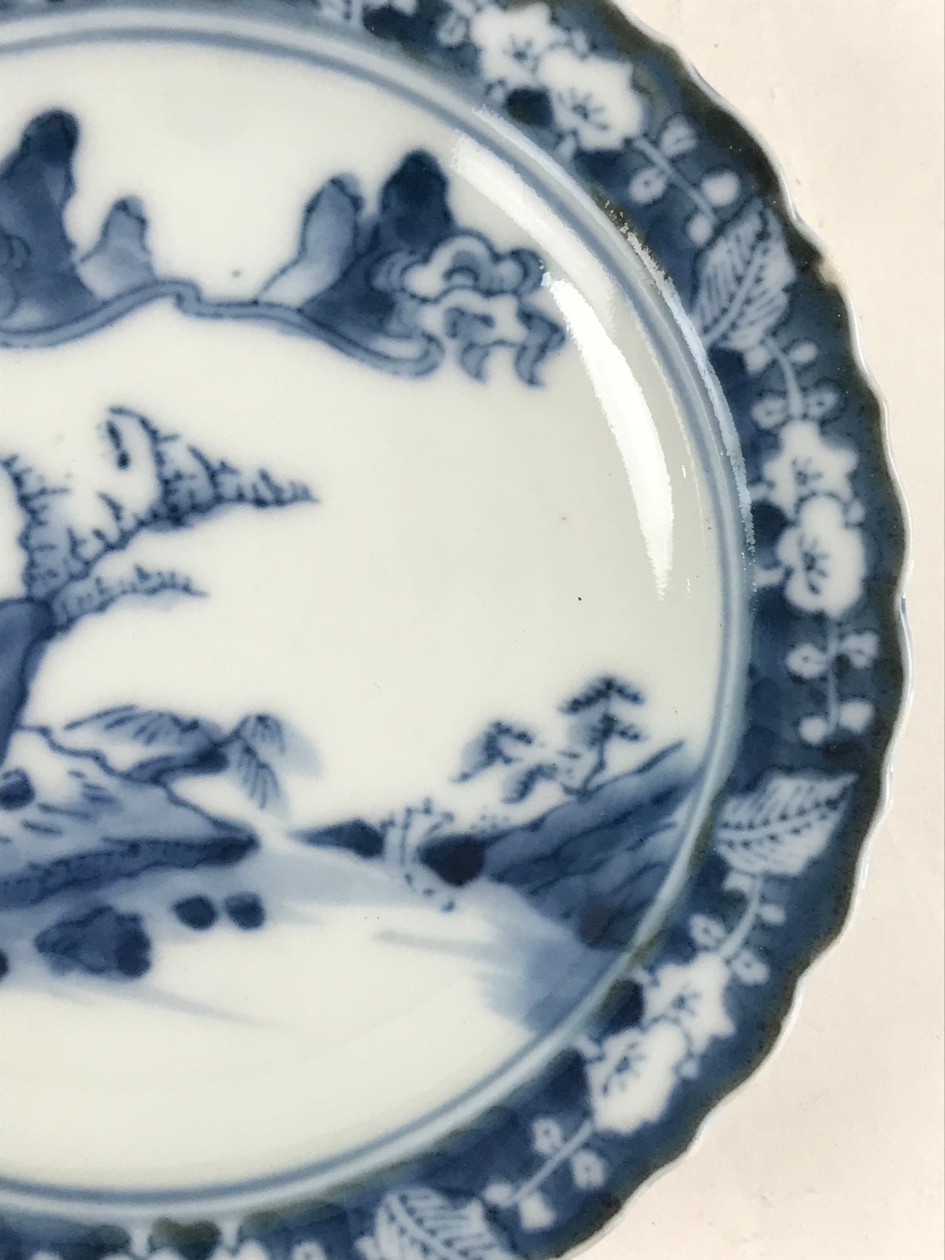 Antique Japanese Porcelain Side Plate Blue Sometsuke Mountain Road Kozara PY317
