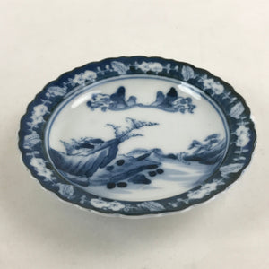 Antique Japanese Porcelain Side Plate Blue Sometsuke Mountain Road Kozara PY322