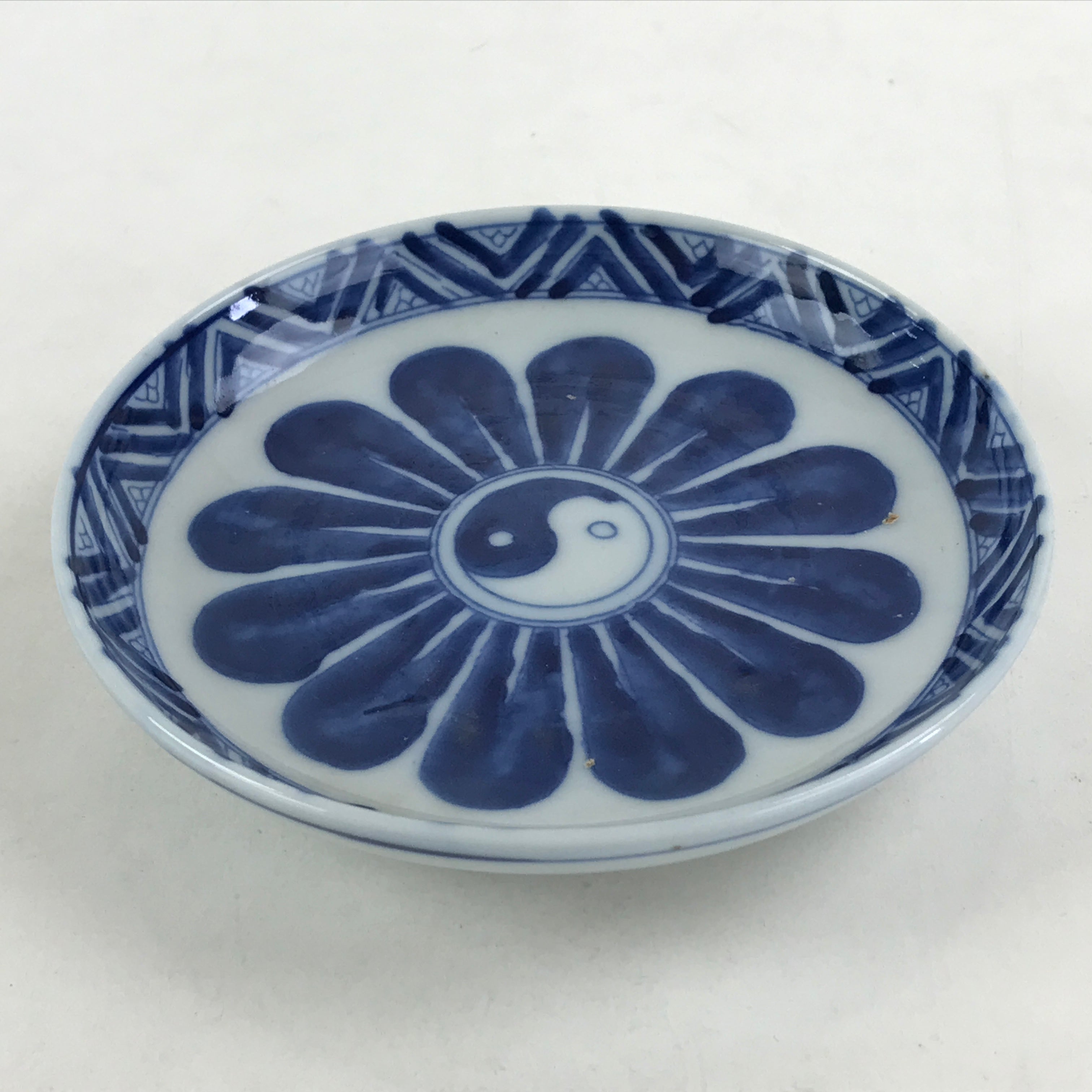 Antique Japanese Porcelain Small Bowl Plate Blue Floral Sometsuke Kozara PY300