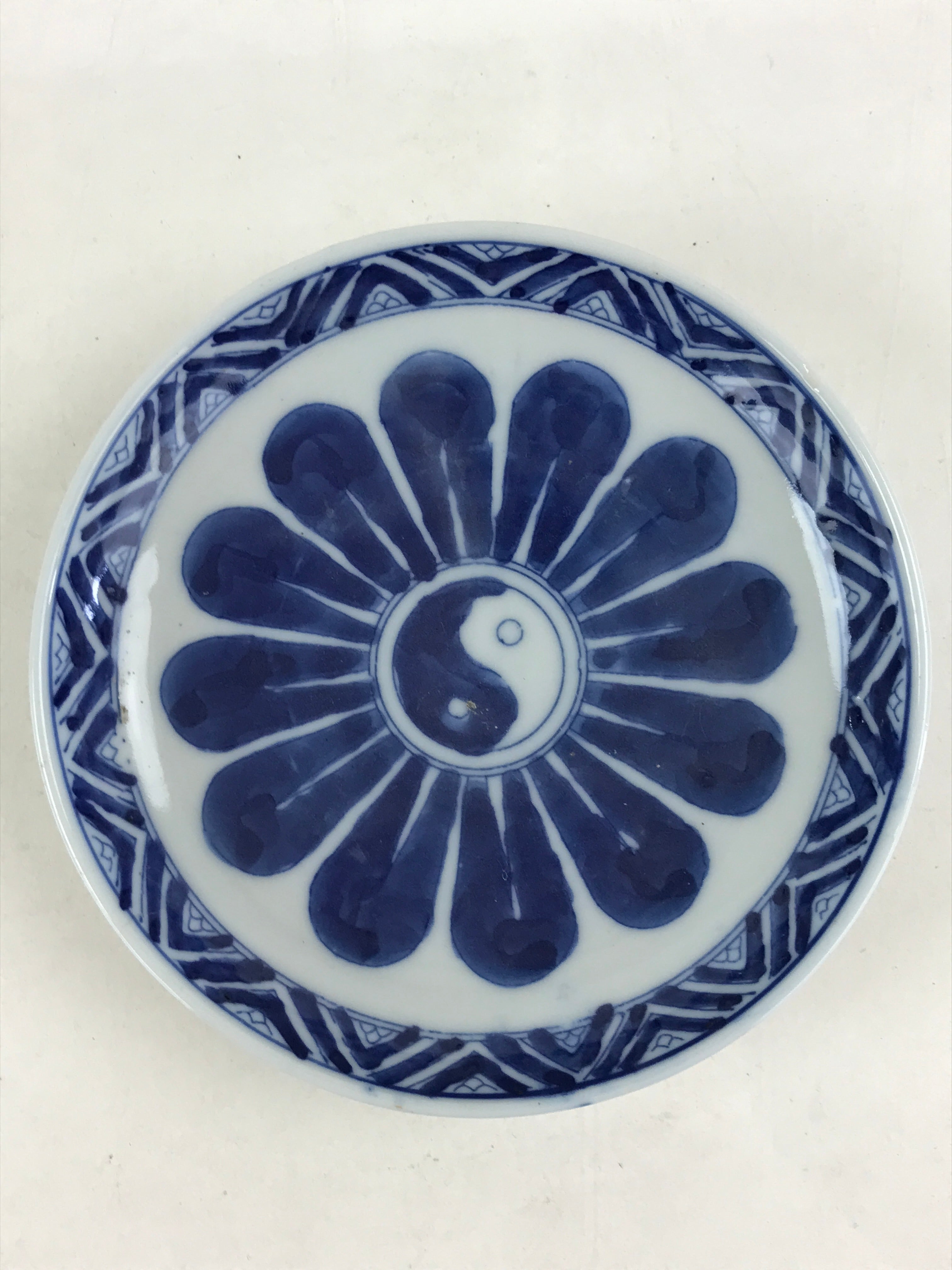 Antique Japanese Porcelain Small Bowl Plate Blue Floral Sometsuke Kozara PY302