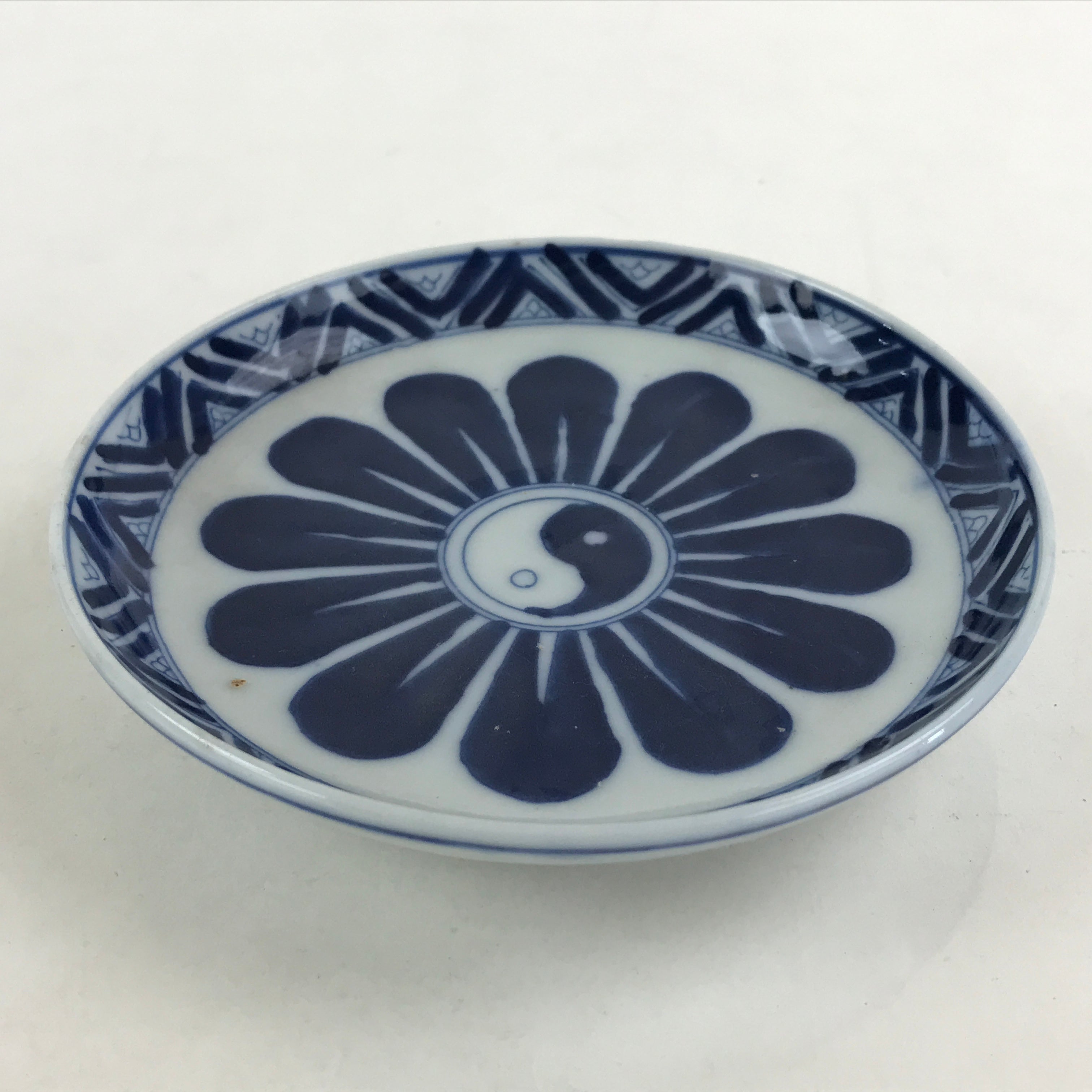 Antique Japanese Porcelain Small Bowl Plate Blue Floral Sometsuke Kozara PY305