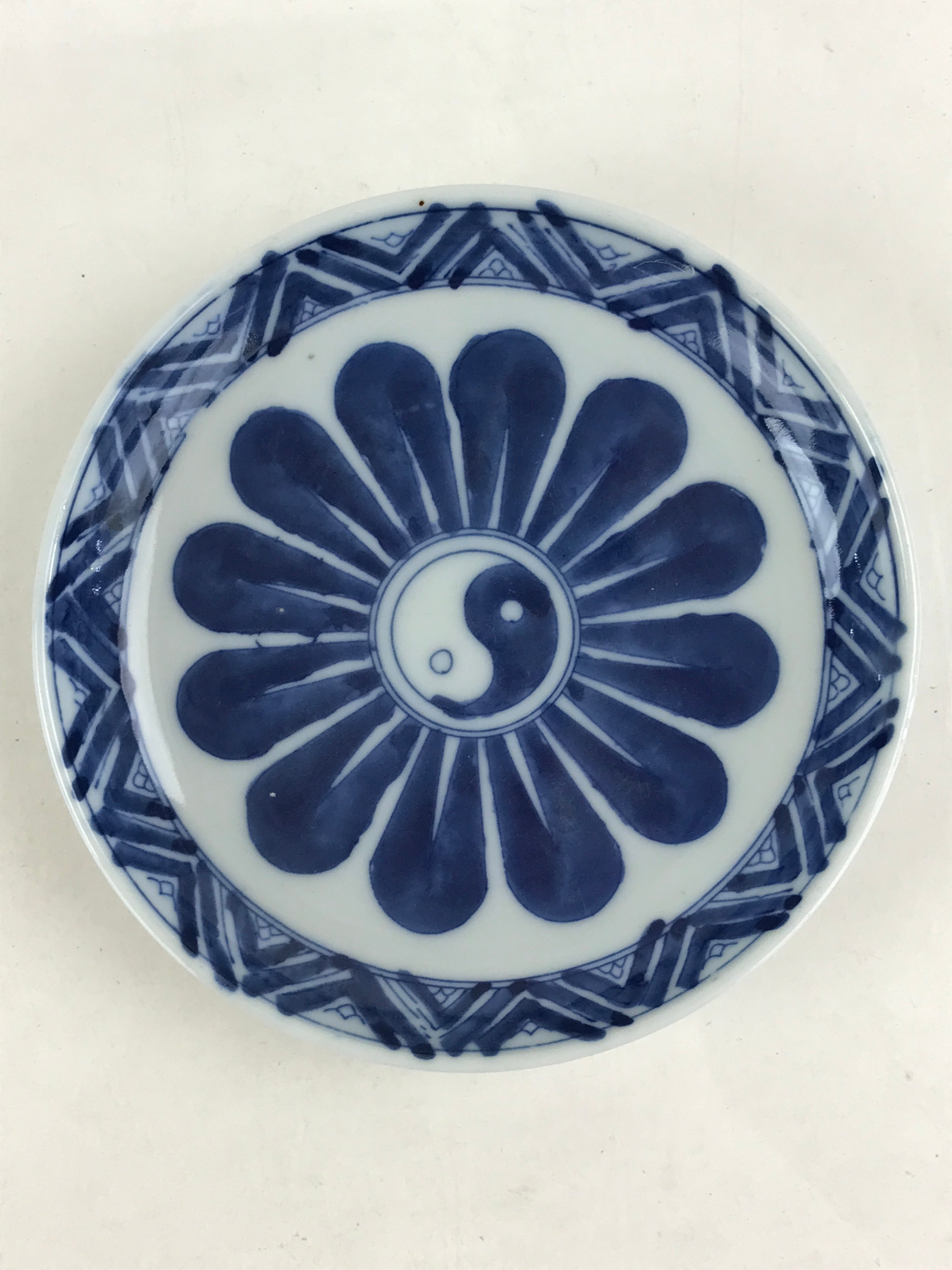 Antique Japanese Porcelain Small Bowl Plate Blue Floral Sometsuke Kozara PY308