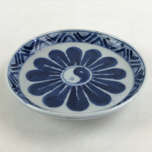 Antique Japanese Porcelain Small Bowl Plate Blue Sometsuke Flower Kozara PY301