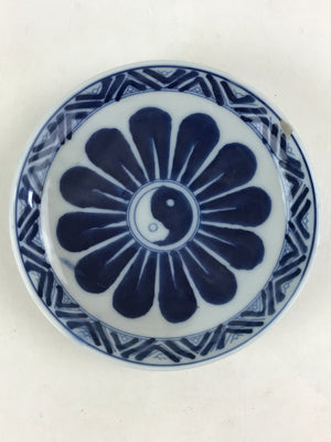 Antique Japanese Porcelain Small Bowl Plate Blue Sometsuke Flower Kozara PY304