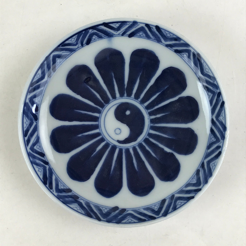 Antique Japanese Porcelain Small Bowl Plate Blue Sometsuke Flower Kozara PY309