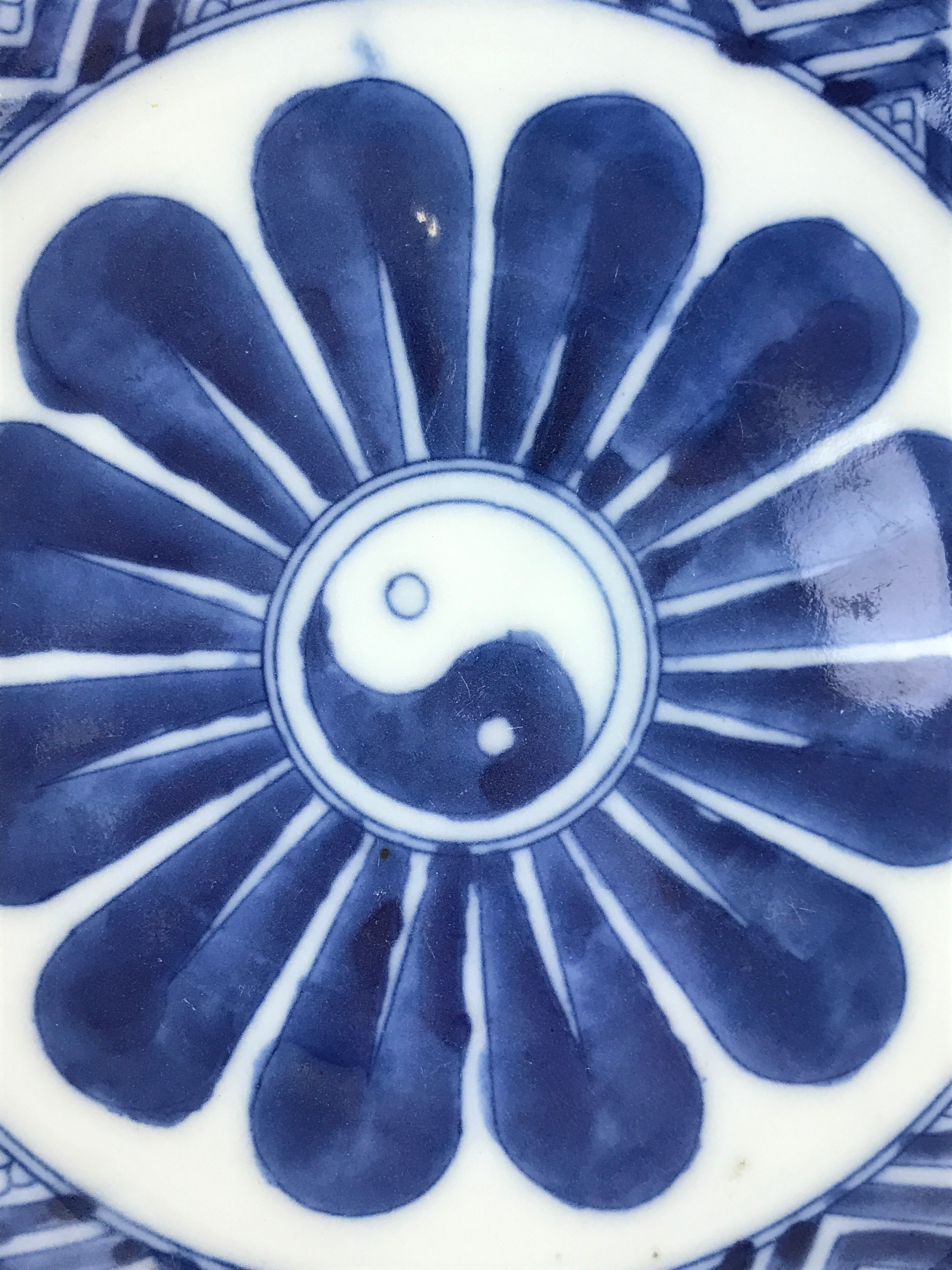 Antique Japanese Porcelain Small Bowl Plate Blue Sometsuke Flower Kozara PY310