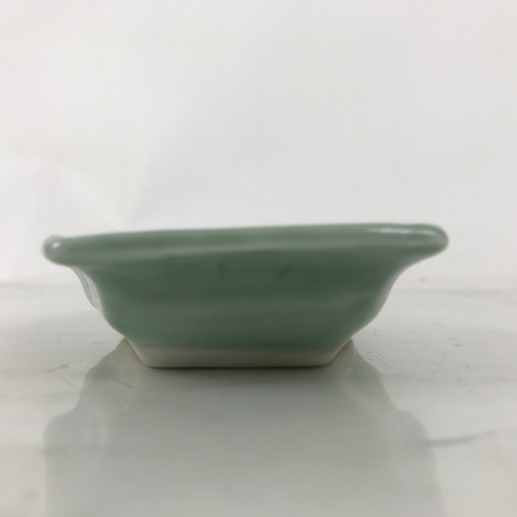 Antique Japanese Porcelain Small Plate Kozara Hexagon Celadon Sayagata Y317