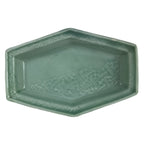 Antique Japanese Porcelain Small Plate Kozara Hexagon Celadon Sayagata Y317