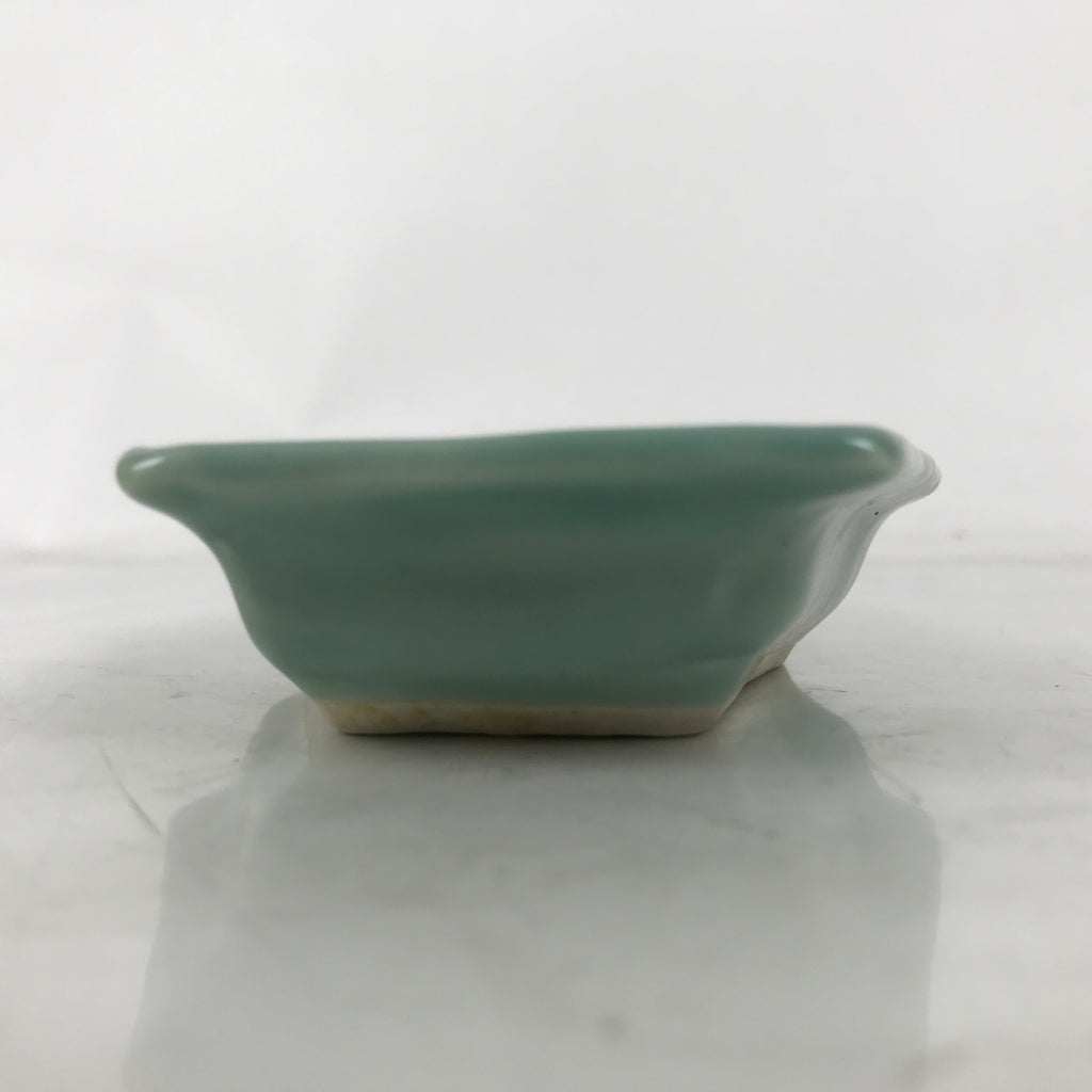 Antique Japanese Porcelain Small Plate Kozara Hexagon Celadon Sayagata Y319