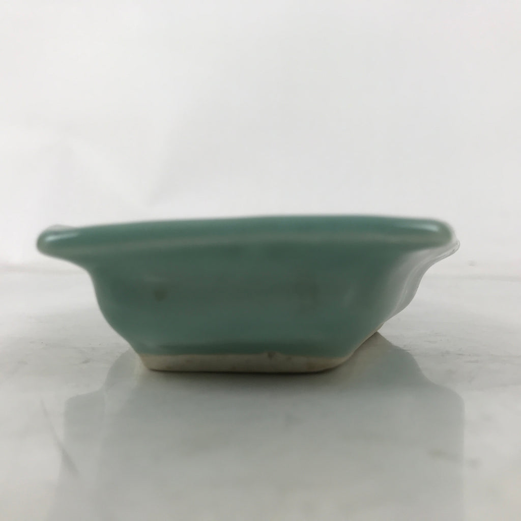 Antique Japanese Porcelain Small Plate Kozara Hexagon Celadon Sayagata Y319