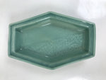 Antique Japanese Porcelain Small Plate Kozara Hexagon Celadon Sayagata Y319